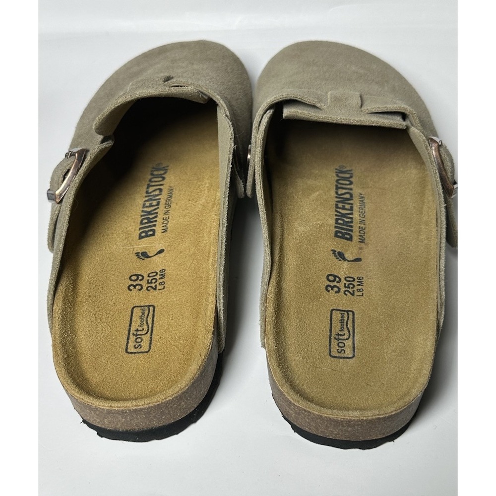 Birkenstock Boston Taupe Suede Leather Soft Footbed Clog 39 Ladies 8 Mens 6 - Picture 5 of 10